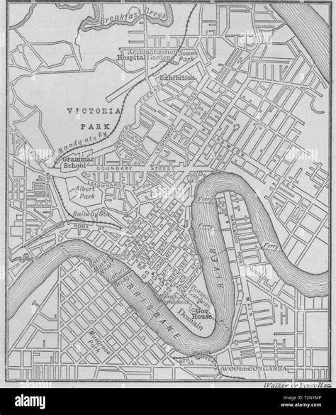Map Of Brisbane Brisbane Australia 1890 Old Antique Vintage Plan