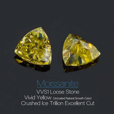 Gigajewe Natural Fancy Uncoated Yellow Color Trillion Cut Moissanite S