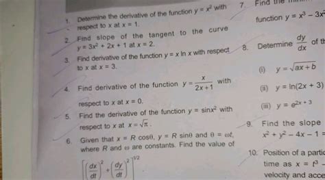 1 Determine The Derivative Of The Function Y X2 With Function Y X3−3x2 Y