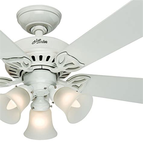 Hunter Fan 42" Traditional White Ceiling Fan with 3-Light Kit and Clear Frosted Shades, 5 Blade ...