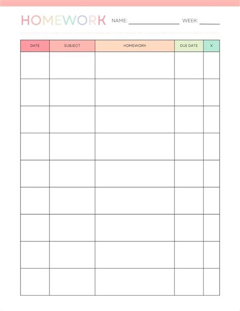 A Printable Homework Work Sheet With The Words Homework Worksheet