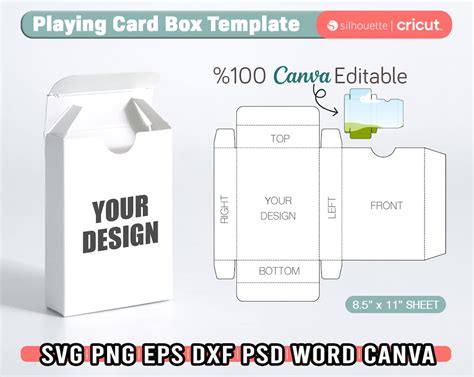 Blank Playing Card Box Template Svg, Poker Card Box Template, Cut Files ...