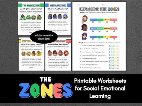 Zones of Regulation Worksheets for Kids - Etsy