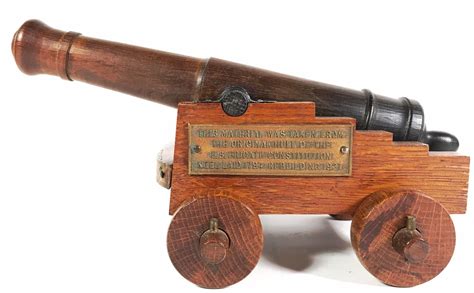 Miniature Handmade Wood Cannon And Carriage With Wood From The Uss