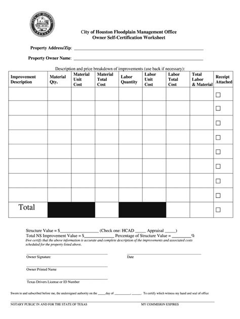 Houston Office Self Certification Fill Online Printable Fillable