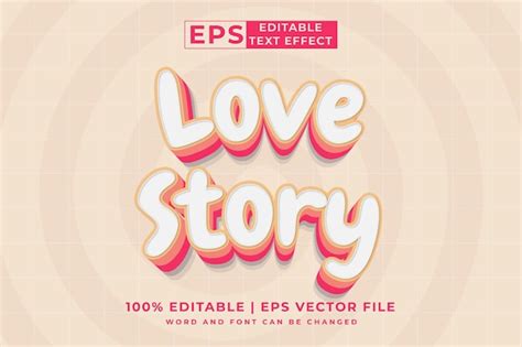 Premium Vector Editable Text Effect Love Story 3d Template Style