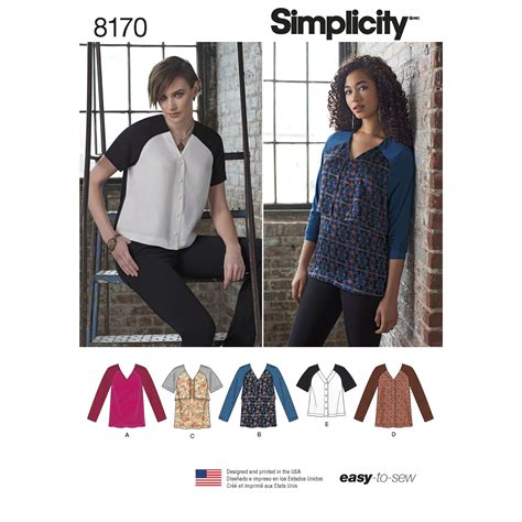 Simplicity 8170 Misses Easy To Sew Raglan Tops