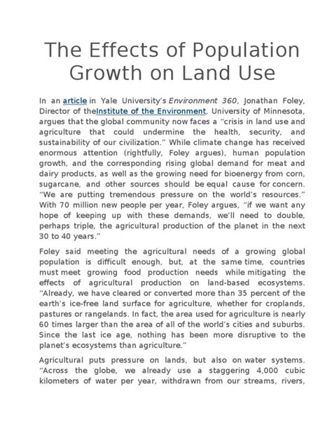 The Effects Of Population Growth On Land Pdf Agriculture Economic