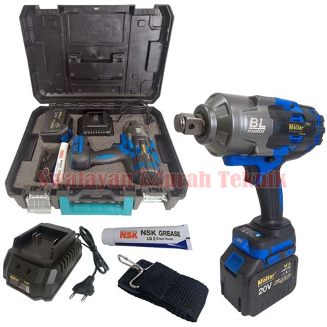 Impact Wrench Cordless Mollar Ciw Alat Buka Baut Baterai Nm