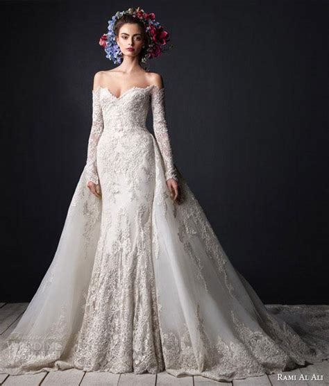 Luxury Beads Appliques Long Sleeves Lace Mermaid Wedding Dresses