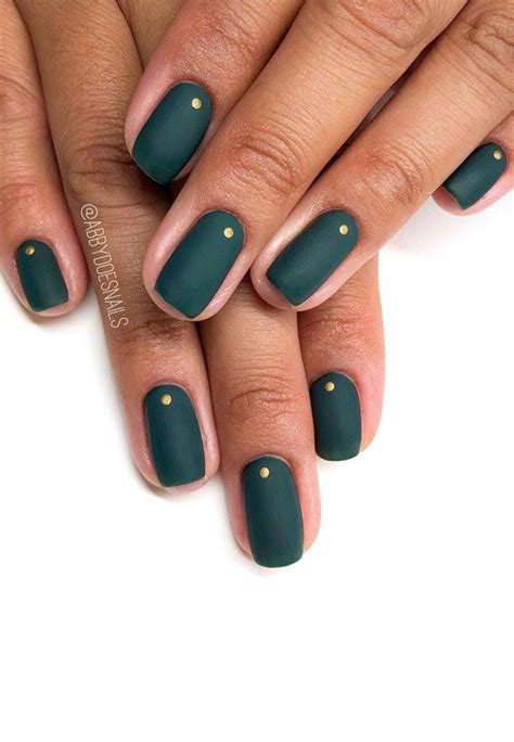 40 Beautiful Nail Design Ideas To Wear In Fall Matte Teal Fall Nails