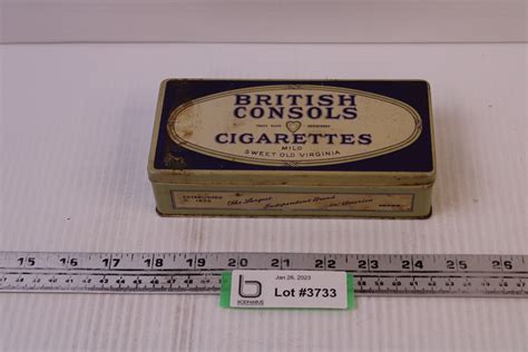 British Consols Cigarettes Tin - Bodnarus Auctioneering