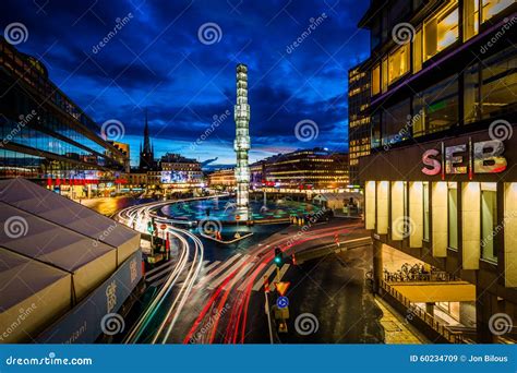 View Of Sergels Torg At Twilight In Norrmalm Stockholm Sweden