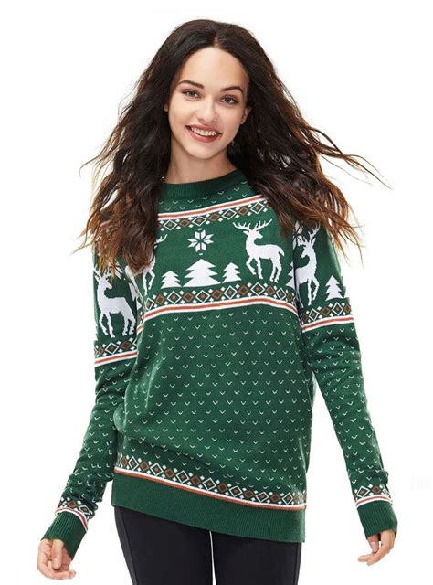 Womens Green Christmas Sweater Sweaters For Women Christmas