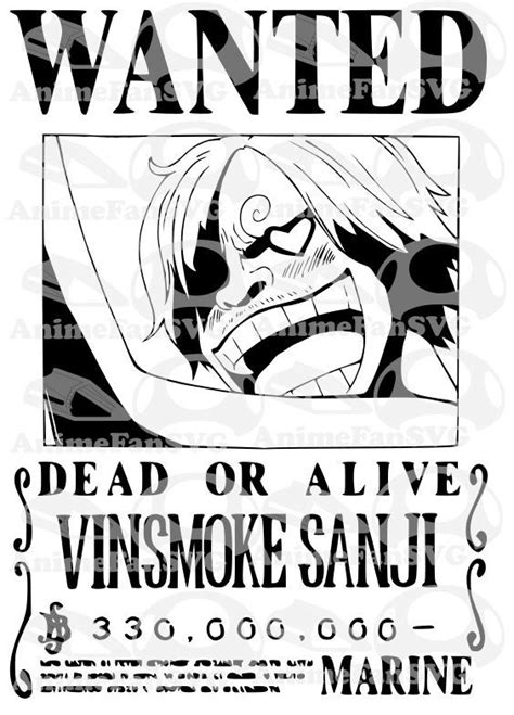 Sanji Wanted Poster Svg Etsy