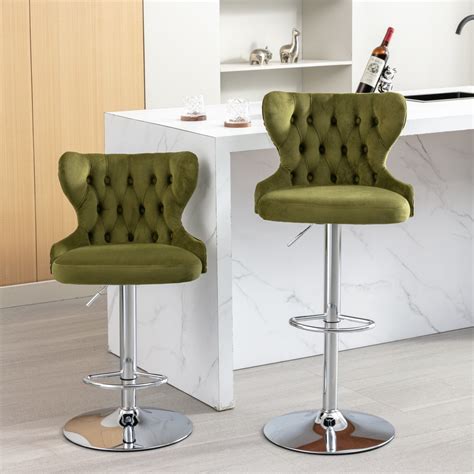 Modern Swivel Velvet Barstools Counter Height Swivel Stool