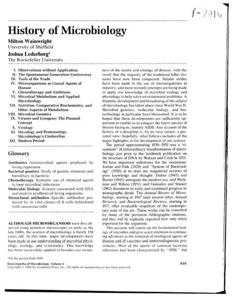 History Of Microbiology Profiles In Science