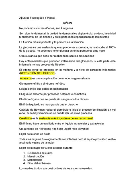 Apuntes primer parcial fisio 2 Apuntes Fisiología II 1 Parcial RIÑÓN