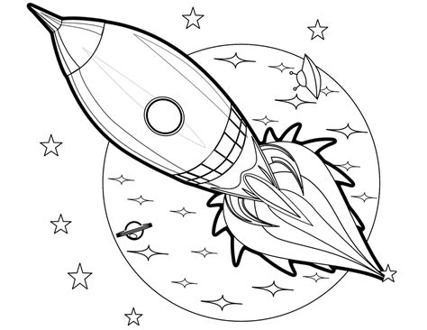Printable Rocket Coloring Pages For Kids. Add some color to that Rocket!