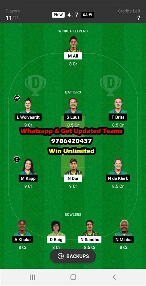 PK W Vs SA W 2nd T20I Match Dream11 Team Fantasy Prediction South