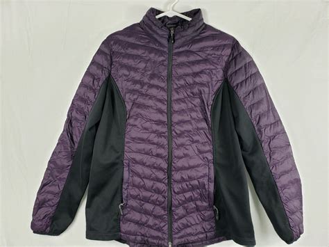 32 Degrees Heat Womens Size L Puffer Jacket Purple Black Packable Zip Pockets Ebay