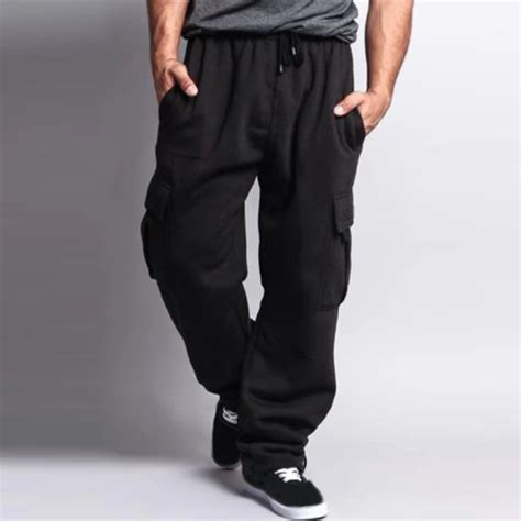 Winter Velvet Sweatpant Men Thick Sweat Cargo Pants Casual Hip Hop