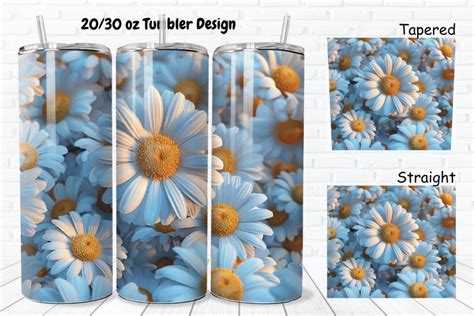 3d Daisies Flowers 20 30oz Skinny Tumbler