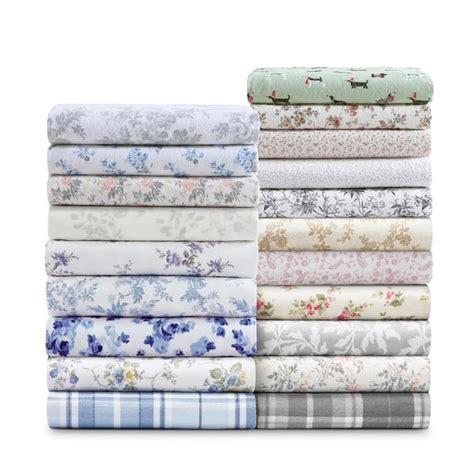 Laura Ashley Cotton Flannel Deep Pocket Sheet And Pillowcase Set Bed