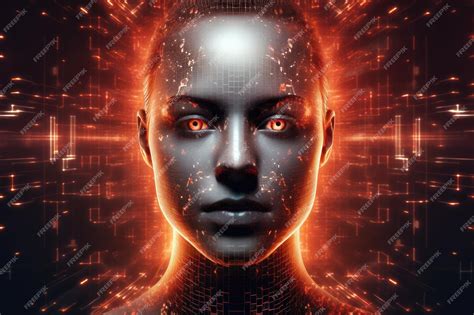 Premium Photo Abstract Digital Human Face Artificial Intelligence Concept Of Big Data Or Cyber