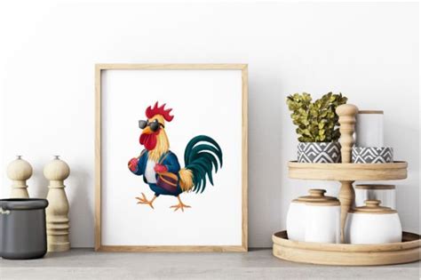 Funny Rooster Clipart PNG Graphic by Bundle · Creative Fabrica