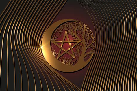 lune mystique arbre de vie et pentacle wicca géométrie sacrée logo d