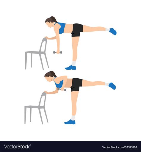 Woman Doing Single Leg Dumbbell Row Exercise Vector Image