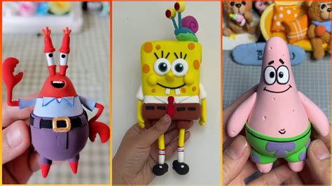 Make Cute Spongebob Mr Krabs Patrick Star With Clay Clay Art