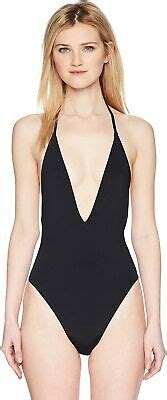 Bikini Lab Women S Plunge Front Halter One Piece Swimsuit EBay