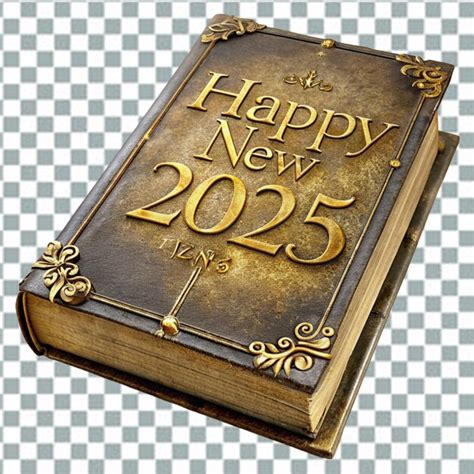 Premium PSD | Brown realistic book 2025 on transparent background