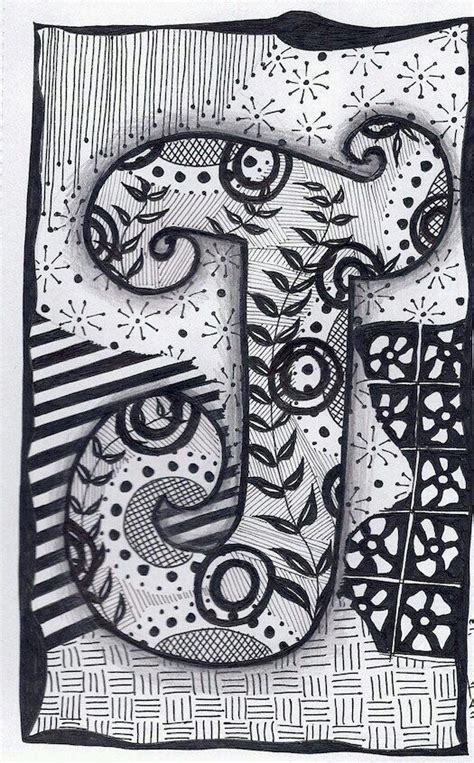 Letter J Doodle Art Letters Zentangle Drawings Doodle Art