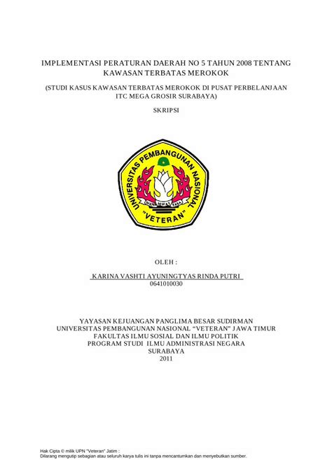 PDF IMPLEMENTASI PERATURAN DAERAH NO 5 TAHUN 2008 Lampiran 1