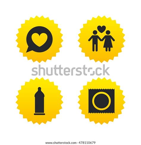 Condom Safe Sex Icons Lovers Couple Stock Vector Royalty Free