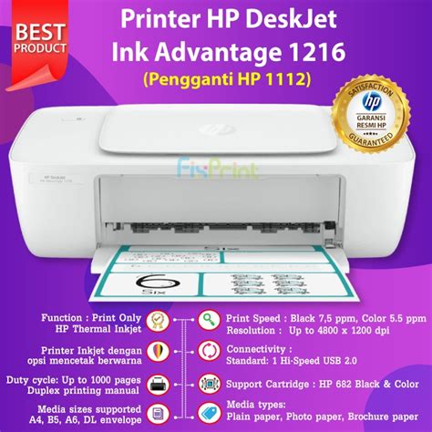 Jual Printer Hp Deskjet Ink Advantage 1216 Original Resmi Include Hp 682 Penerus 1115 Print A4