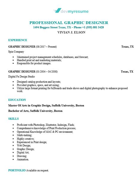 Graphic Design Resume | Devmyresume.com