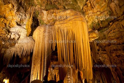 Cave Stalactites And Stalagmites Formations Limestone Caves Stock