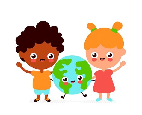 Premium Vector Cute Happy Funny Earth Planet Character Cartoon