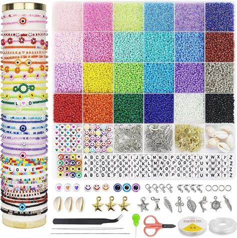 Hbnlai 17000 Pcs 2mm Glass Seed Beads For Jewelry Making Kit Small Beads Friendship Bracelets