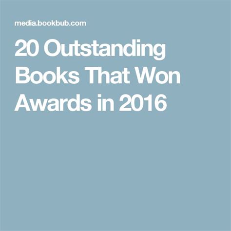 20 Outstanding Books That Won Awards in 2016 | Books, Award winning ...