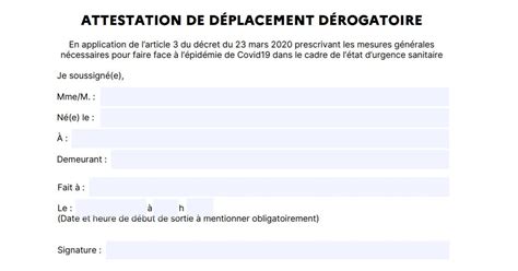 Attestation De Sortie Artofit