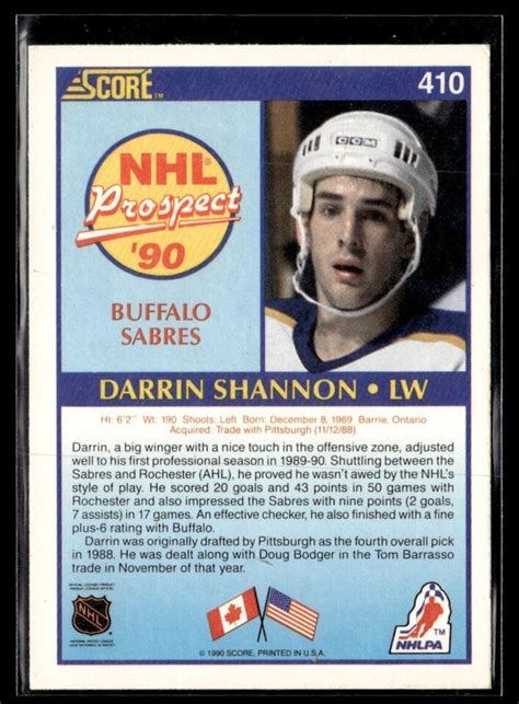 Score Darrin Shannon Rookie Buffalo Sabres Ebay