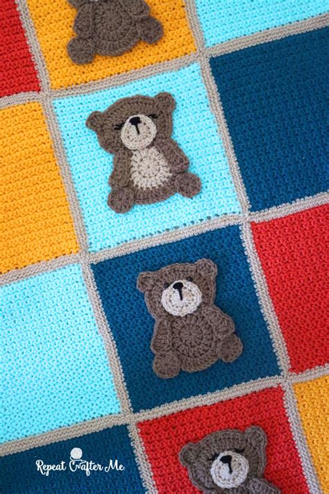 Crochet Teddy Bear Blanket - Repeat Crafter Me | Crochet teddy bear ...