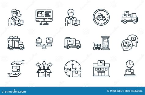 Iconos De Línea De Entrega Conjunto Lineal Conjunto De Líneas