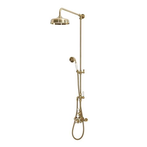 Milano Elizabeth Brushed Brass Traditional Twin Exposed Thermostatic