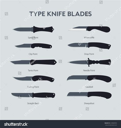vector illustrations variants type knife blades stock vector